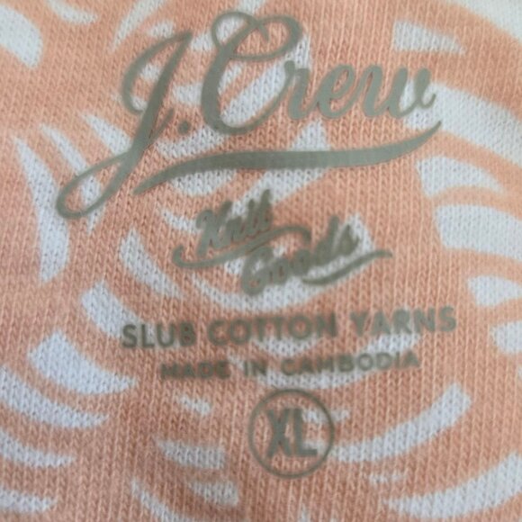 J. Crew Mens XL Slub Cotton Button-Up Shirt Palm Print Short Sleeve Peach White - Picture 7 of 7